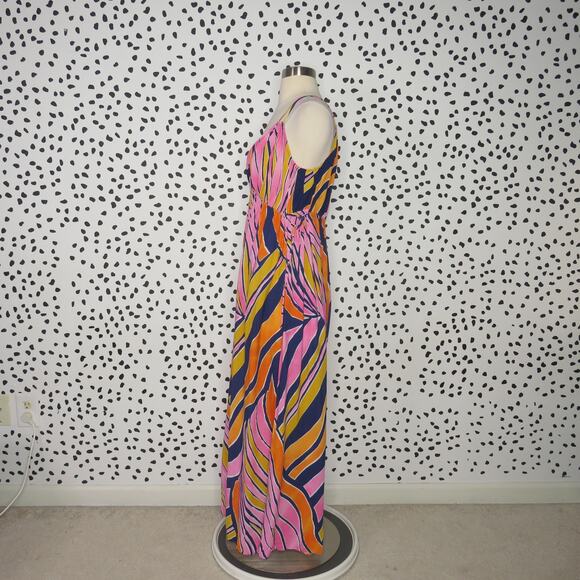 Anthro Maeve Finley Abstract Print V-Neck Sleeveless Wide Leg Jumpsuit - Picture 6 of 10